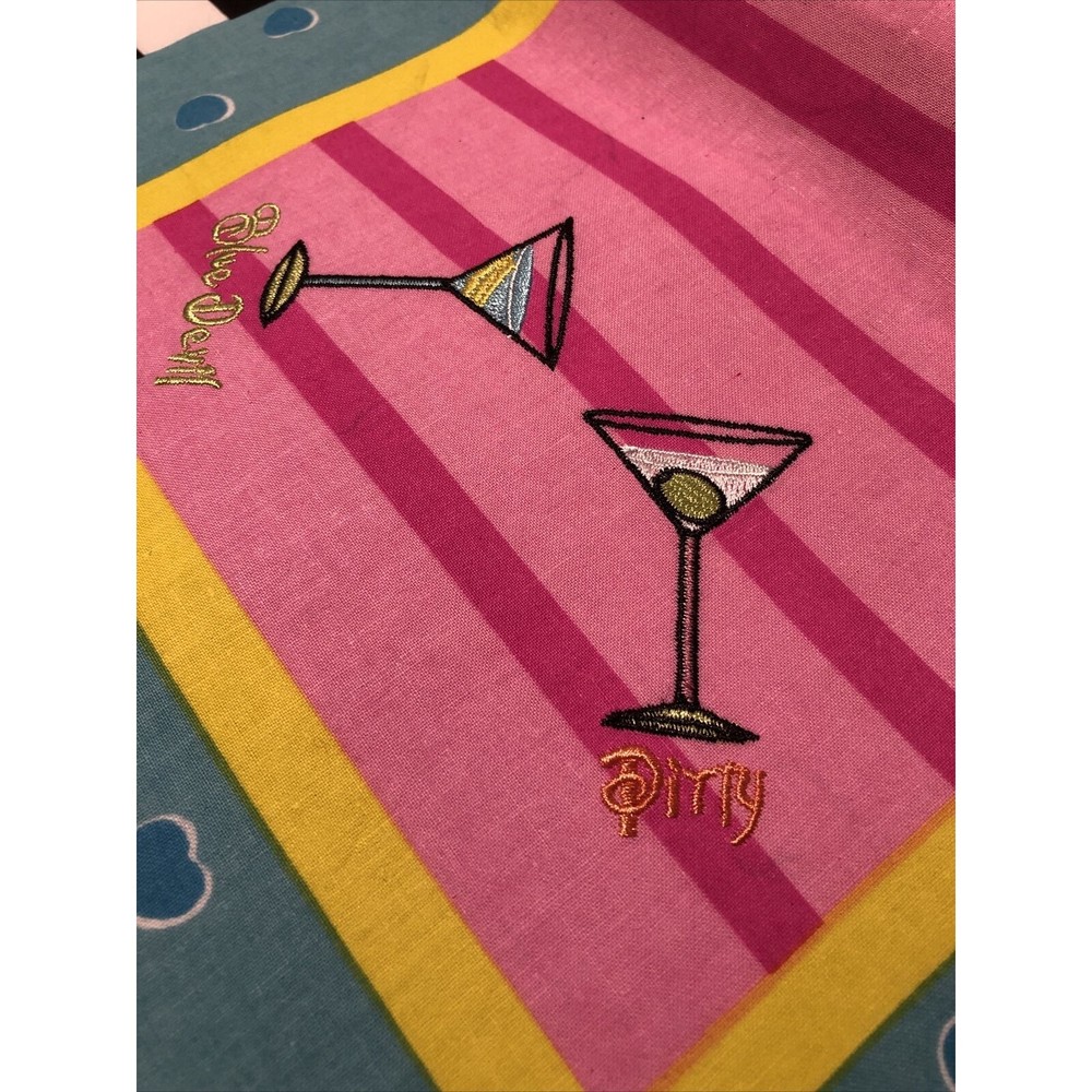 Outta Hand Fallani Cohn Martini Shaken 4 Napkins 4 Placemats Embroiled - Picture 12 of 12
